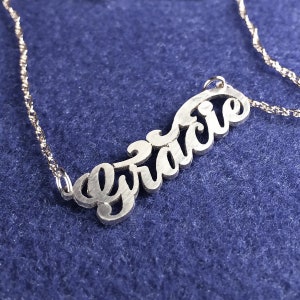 Personalized Sterling Silver Nameplate Necklace – Up To 12 Letters – Carrie Style