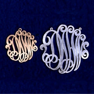 Colar com monograma sofisticado personalizado, pingente em prata esterlina sólida, iniciais 925, feito à mão, ouro 14k, três letras escritas, personalizado