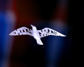 Handmade Sterling Silver Seagull Pendant, Personalized Name Necklace