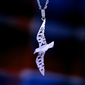 Colar de pássaro pingente de gaivota prata 925 iniciais de nome personalizado letras personalizadas feitas à mão ouro 14k