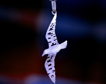 Handmade Sterling Silver Seagull Necklace, Personalized Name Pendant