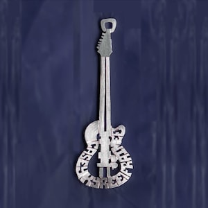 Electric guitar Name necklace solid sterling silver 925 Music jewelry English Personalized 14k gold music instrument