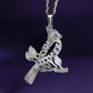 Colar de pássaro cardeal pingente prata 925 nome personalizado iniciais letras personalizado feito à mão prata esterlina sólida CHEFE SUNSHINE