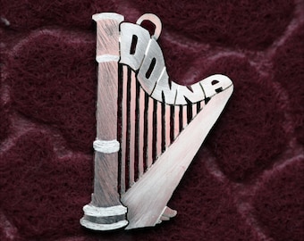 Handgemachte Sterling Silber Harfe Namen Halskette, personalisierte Musik Schmuck