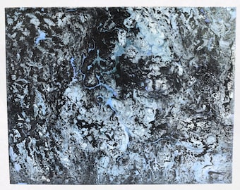 Tributaries Abstract Acrylic Pour Painting 11x14 Handmade Original Fluid Wall Art