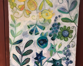 Blue Joy original canvas painting by Julie Fillo