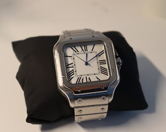 Montre automatique Santos Mod Style Cartier / Faite à la main en DE avec mouvement Seiko NH35 original