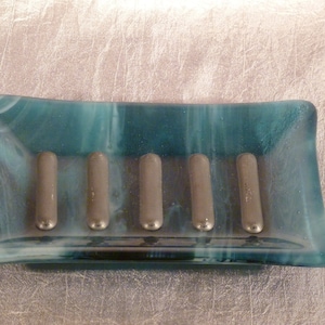 Blue and Silver Rectangle Soap Dish