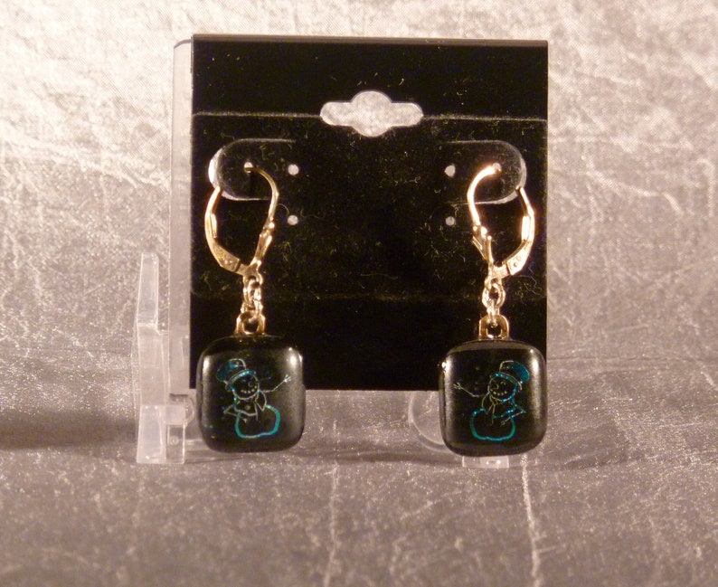 Dark Blue Snowman Pendant and Earring Set