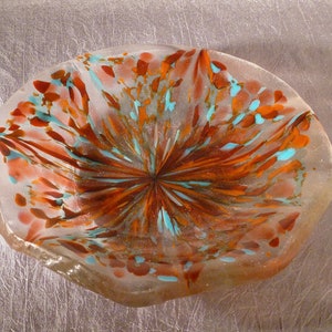 Rose and Turquoise Glass Dish