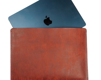 Läderfodral för MacBook och iPad Pro | Handsytt fodral av italienskt Badalassi Carlo Pueblo-läder | MacBook/iPad Air Pro 11-16 tum