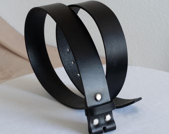 Gürtelrohling 2-4 cm - Vegetabil gegerbtes Vollrindleder - Gürtel ohne Schnalle - Handgefertigt - Riemen zum Selbermachen - Schwarz