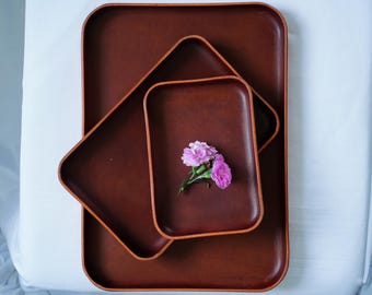 Handmade Leather Tray – Minimalist Catchall for Everyday Essentials – Handcrafted Leather Tray from Vegetable-Tanned Butter Leather
