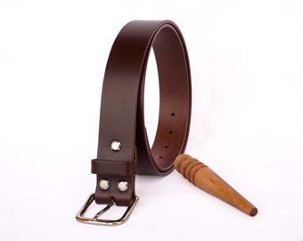 Custom Leather Belt, Made to Measure, Vegetable Tanned Tuscany Leather, Solid Brass Buckle, Handmade Belt, Vintage belt