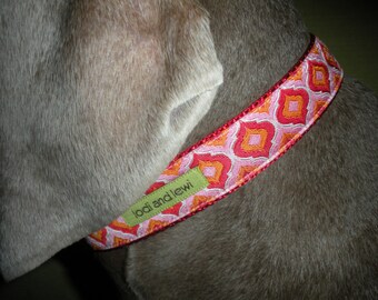 Imperial Collar or Leash in Pink and Orange