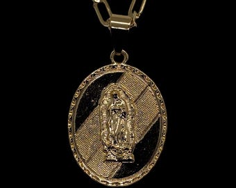 14k Gold Plated Virgen de Guadalupe Pendant Necklace