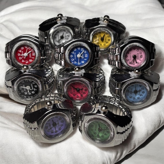 Mini Functional Clock Watch Ring Y2K Style Unisex Adjustable Timepiece, Trendy Fashion Ring for Men & Women, Unique Accessory Gift