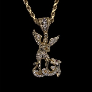 14k Gold Plated Saint Michael Necklace -  San Miguel Necklace - Saint Michael Chain- Cadena San Miguel Oro Laminado