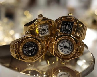Mini Functional Clock Watch Ring Y2K Style Unisex Adjustable Timepiece, Trendy Fashion Ring for Men & Women, Unique Accessory Gift