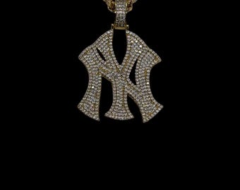 14K Gold Plated Iced Out New York Yankees Pendant