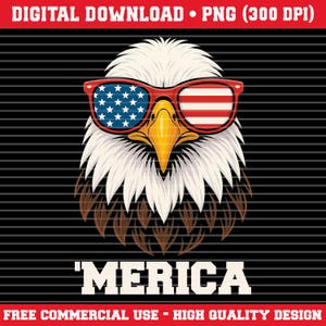 Patriotic Eagle PNG: &#39;Merica 4th of July Design (Digital Download)