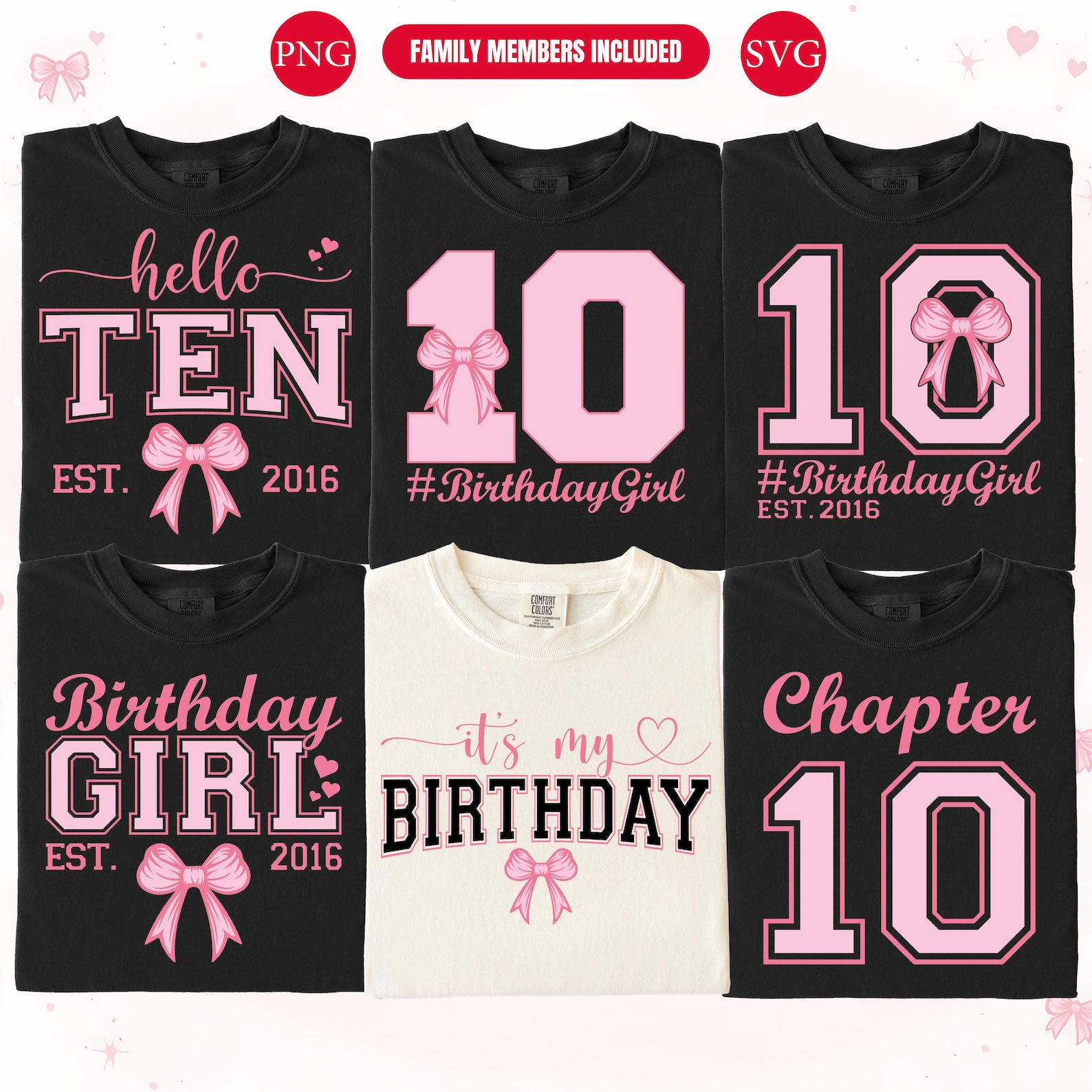 10th Birthday Girl SVG Bundle: Hello Ten Shirt Designs (digital ...