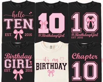 Paquete de archivos SVG para niña de 10 años: Diseños de camisetas "Hello Ten" (Descarga digital)