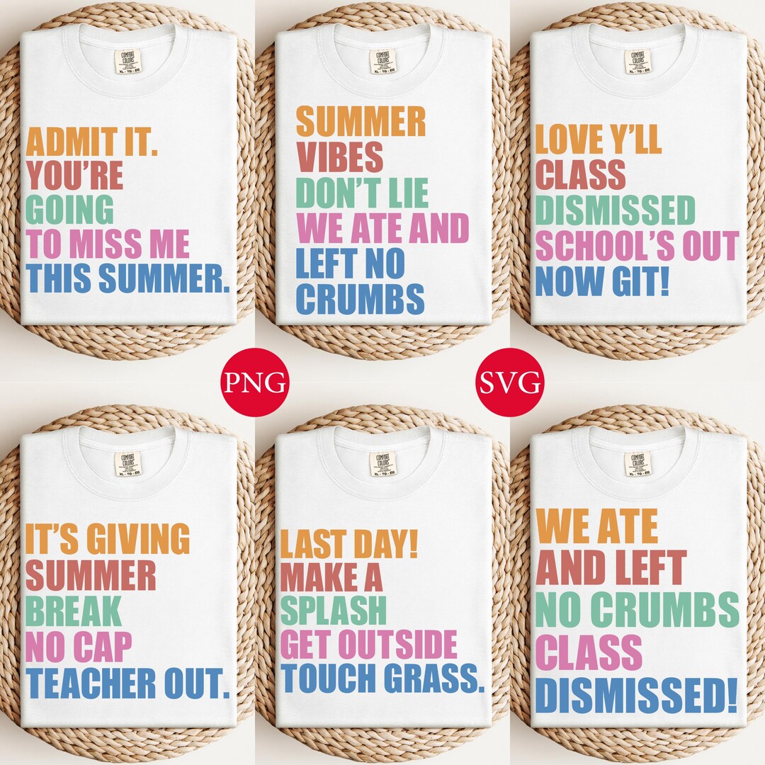 Teacher Summer Quotes Bundle: Funny End of School PNG SVG (digital ...