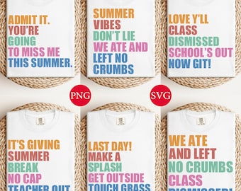 Teacher Summer Quotes Bundle: Funny End Of School PNG SVG (Digital Download)