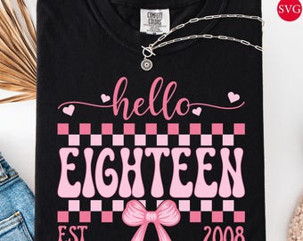 Hello Eighteen 18th Birthday SVG PNG: Retro Shirt Design (Digital Download)