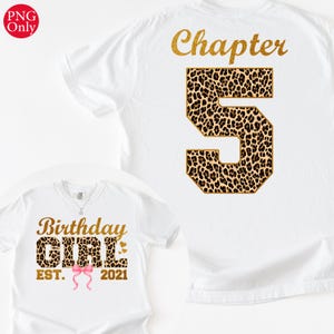 Chapitre 5 L'anniversaire d'une fille avec un nœud léopard en PNG (Téléchargement numérique)