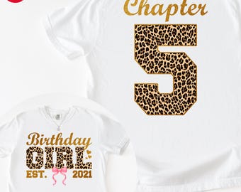 Chapter 5 Birthday Girl Leopard Bow Design PNG (Digital Download)