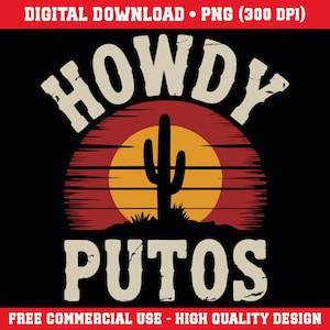 Howdy Cactus Sunset PNG: Sarcastic Western Graphic (Digital Download)