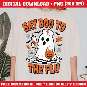 Halloween Nurse Ghost PNG: Funny Flu Shot Clipart (Digital Download)