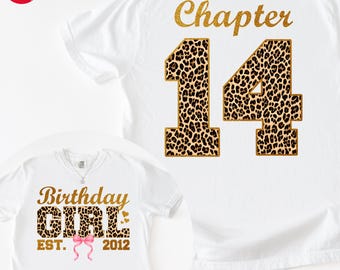 Chapter 14 Birthday Girl Leopard Bow Design PNG (Digital Download)