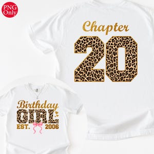 Chapter 20 Birthday Girl Leopard Bow Design PNG (Digital Download)