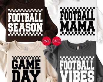 Pakiet cytatów piłkarskich: Sezon piłkarski Mama Vibes Game Day PNG SVG (pobieranie cyfrowe)
