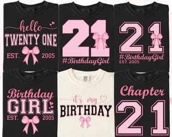 21st Birthday Girl SVG PNG Bundle: Coquette Bow Designs (Digital Download)