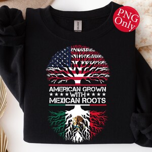 American Grown Mexican Roots Tree PNG, USA Mexico Flag (Digital Download)