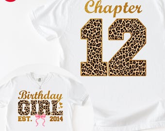 Kapitel 12 Geburtstagskind Leopard Bow Design PNG (Digitaler Download)