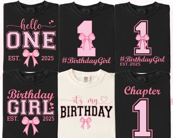 First Birthday Girl SVG Bundle: Pink Bow Shirt Designs (Digital Download)