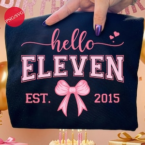 Eleven Birthday Girl SVG: Pink Bow, 11th Birthday PNG Bundle (Digital Download)