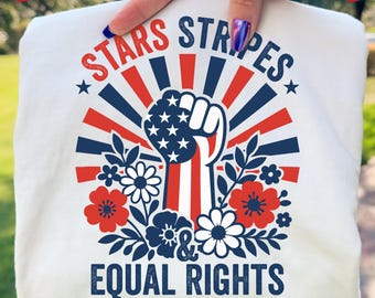 Stars Stripes Equal Rights PNG: Patriotic Fist, 4th of July (Digital Download