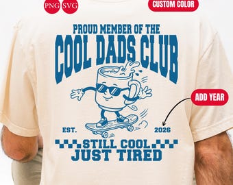 Dads Club SVG PNG: Retro Varsity Skater Dad Shirt Design (Custom Year)