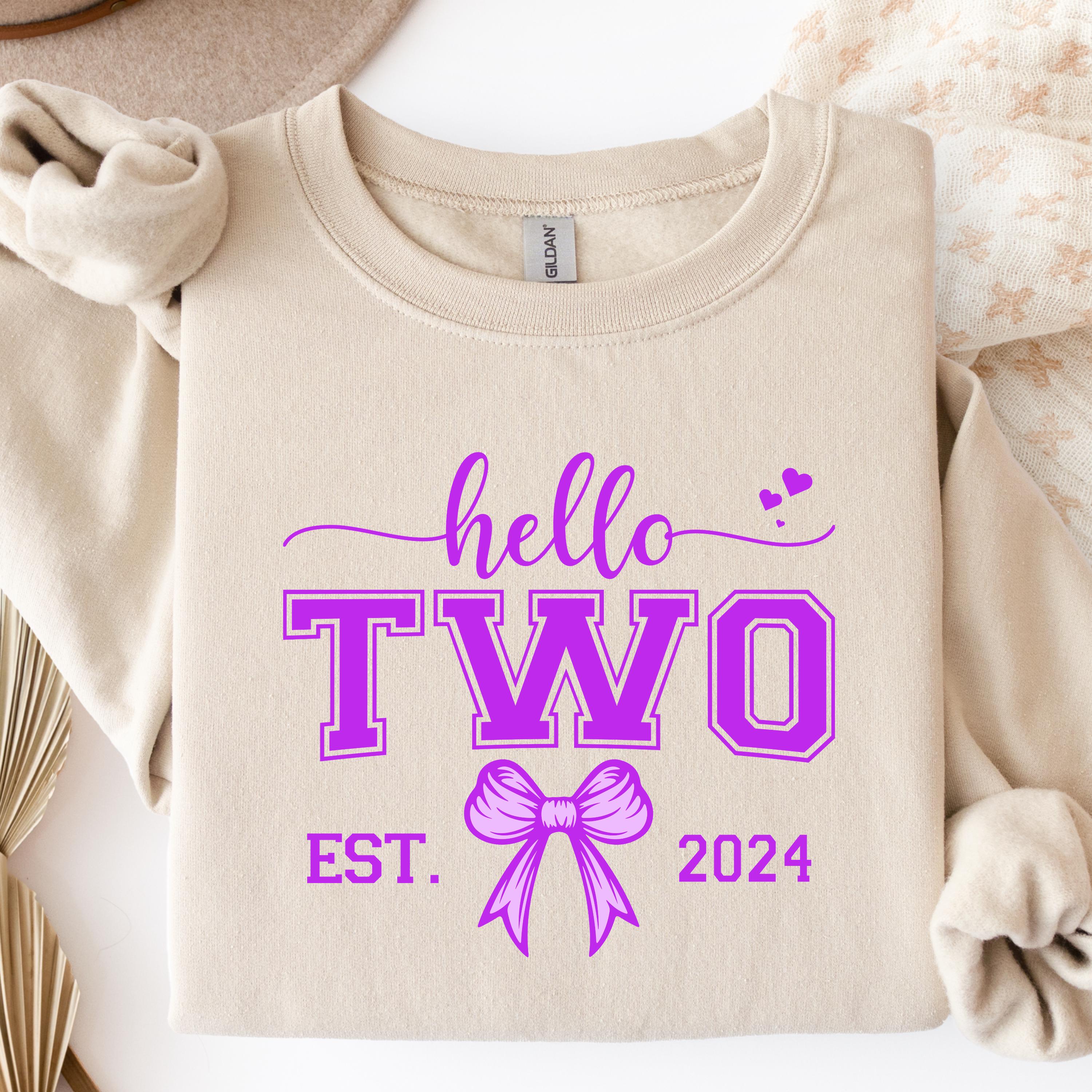 Two Hello Hello Two Purple Birthday Design: 2nd Birthday Girl PNG SVG (digital ...
