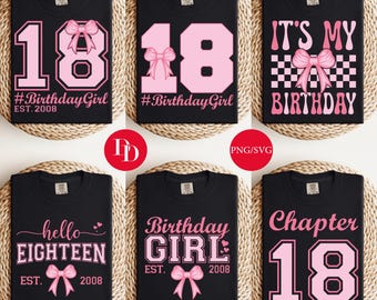 18th Birthday Girl SVG Bundle: Hello Eighteen Shirt Designs (Digital Download