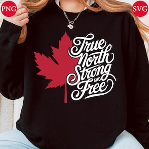 Canadian Maple Leaf SVG PNG: True North Strong and Free (Digital Download)