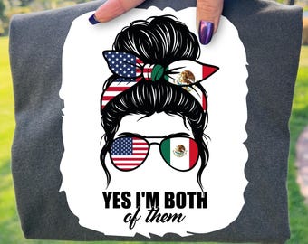 American Mexican Heritage Girl PNG: Messy Bun Design (Digital Download)