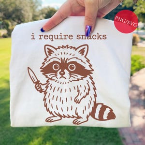 Funny Raccoon SVG PNG Bundle: I Require Snacks - Cricut & Silhouette