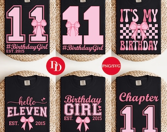 11th Birthday Girl SVG Bundle: Hello Eleven Shirt Designs (Digital Download